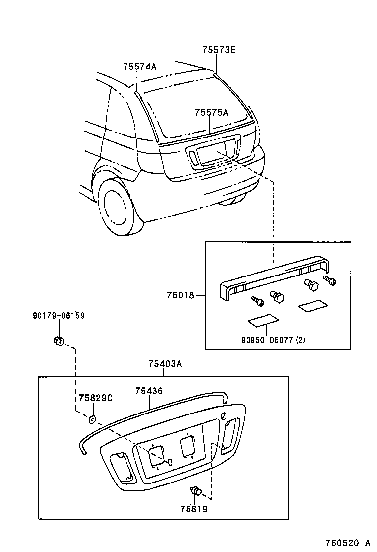 75575-44010 MOULDING, BACK WINDOW, OUTSIDE LOWER product image