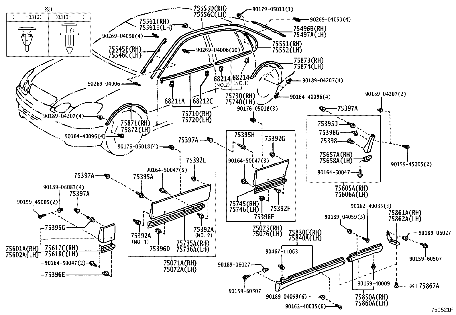 75618-30140-C0 MOULDING, FRONT FENDER, LOWER REAR LH product image
