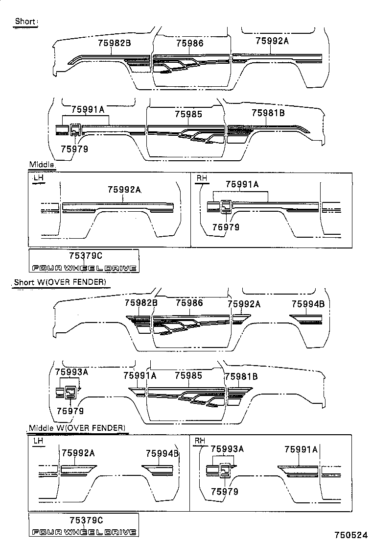 75993-60230 STRIPE, QUARTER, REAR RH product image