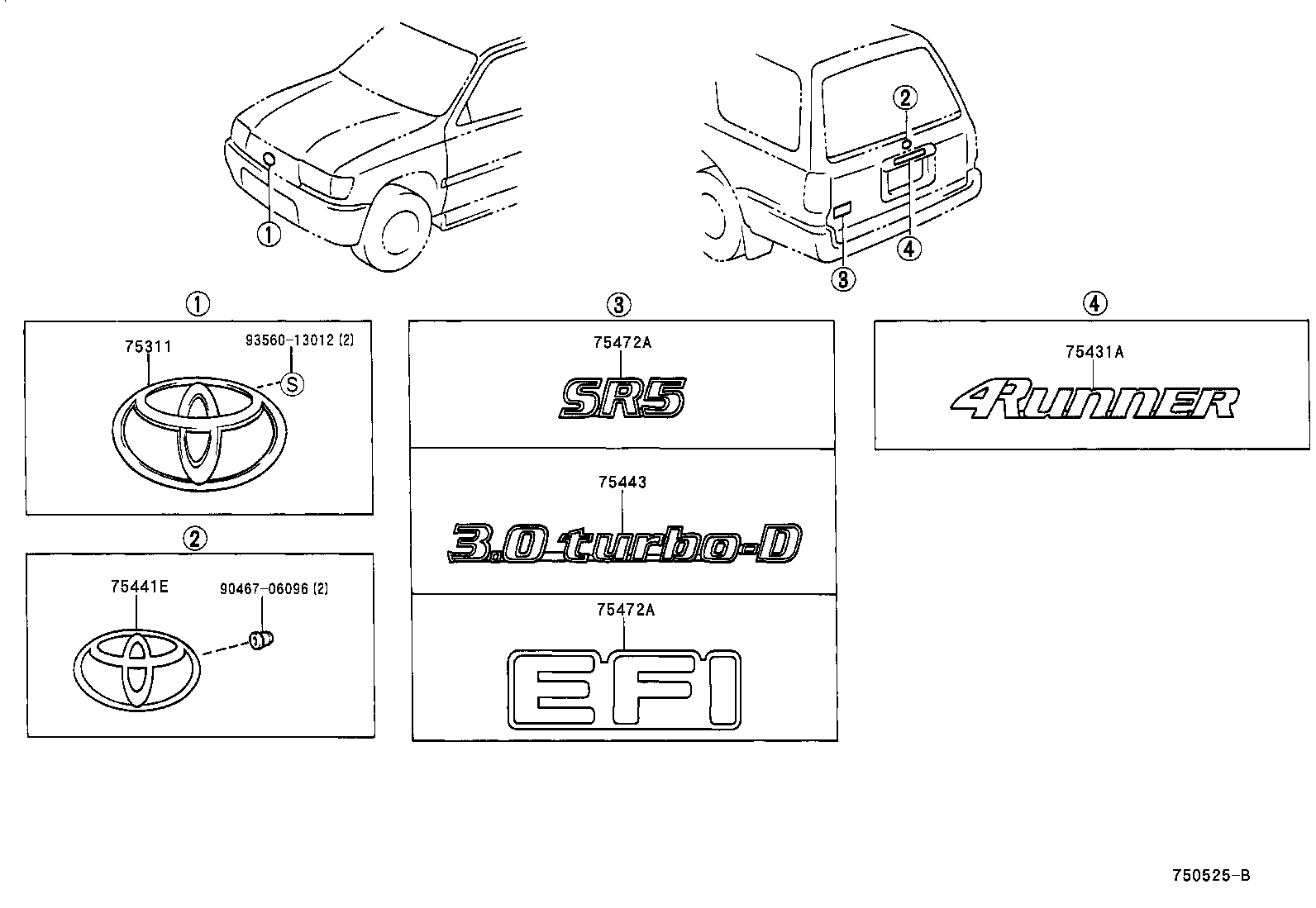 75443-35010 PLATE, BACK DOOR NAME, NO.3 product image