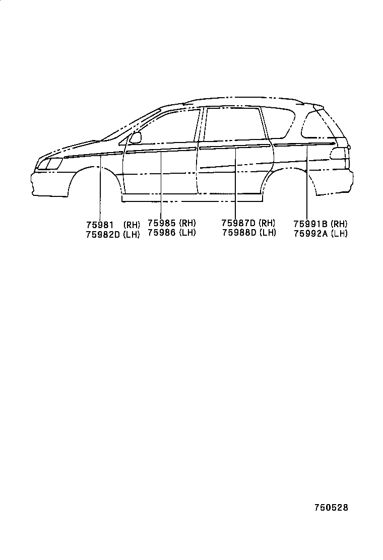 75982-44020 STRIPE, FENDER, LH product image