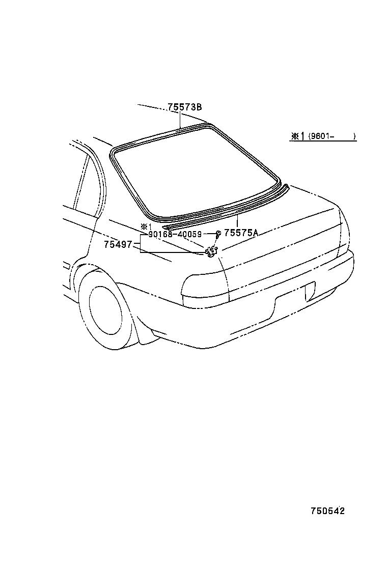 75575-20320 MOULDING, BACK WINDOW, OUTSIDE LOWER product image