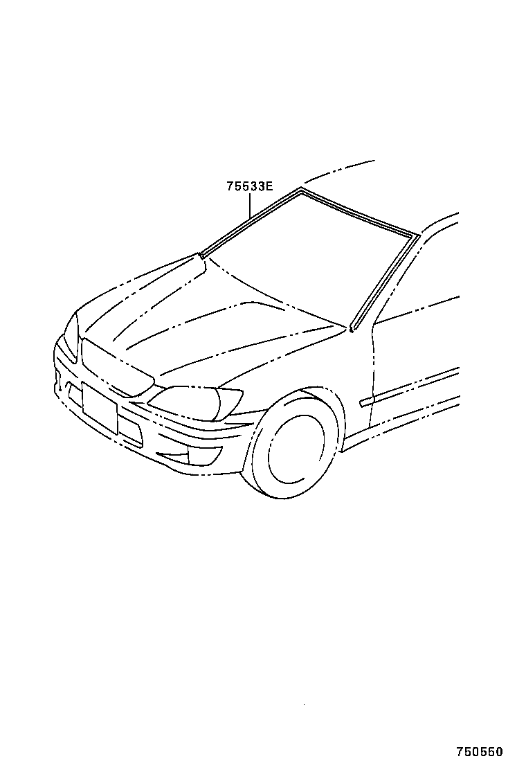 75533-53030 MOULDING, WINDSHIELD, OUTSIDE product image