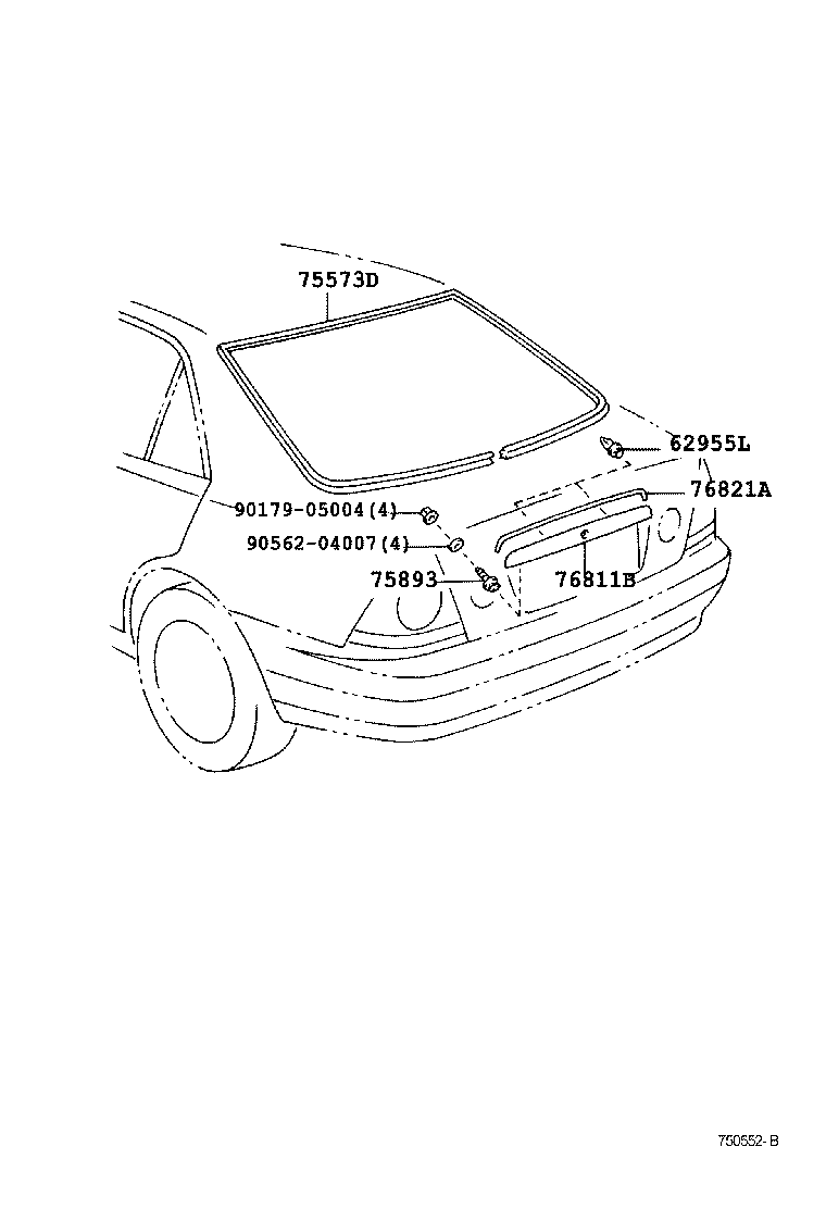 Toyota 62955-20040 RETAINER, QUARTER VENT LOUVER