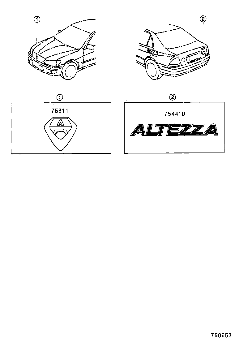 75441-53010 PLATE, LUGGAGE COMPARTMENT DOOR NAME, NO.1 product image