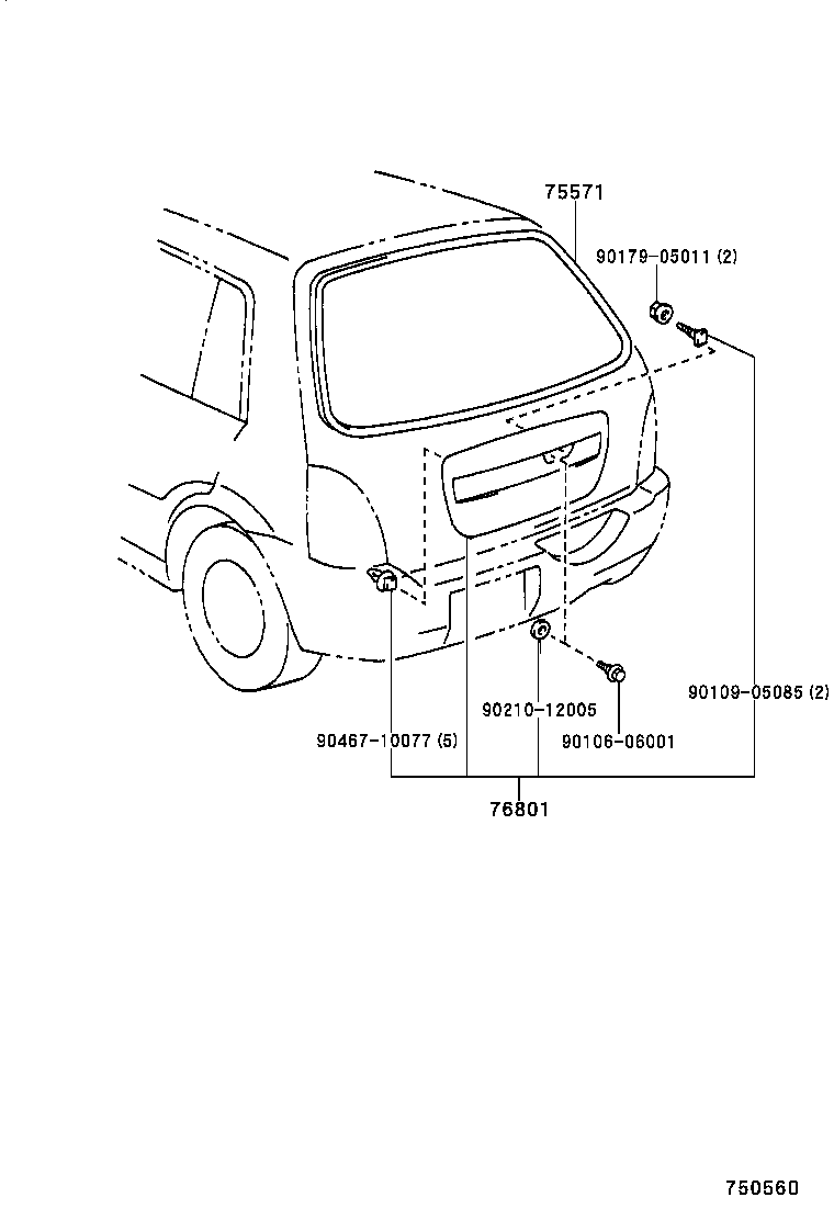 75573-10090 MOULDING, BACK WINDOW, OUTSIDE product image