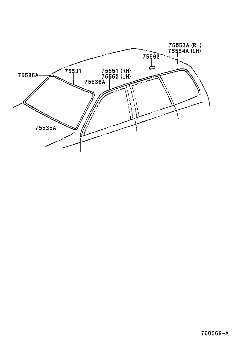 75552-38020 MOULDING, ROOF DRIP SIDE FINISH, LH product image