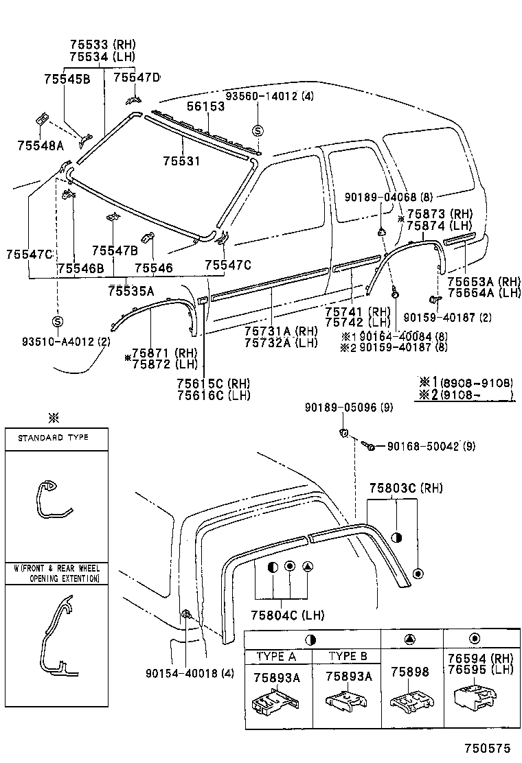 75612-89110 MOULDING, SIDE PANEL, NO.2 RH product image