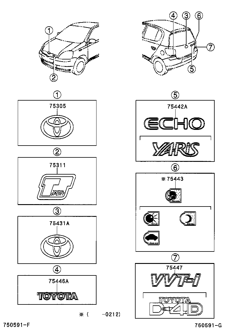 75431-52010 EMBLEM, BACK DOOR, NO.1 product image