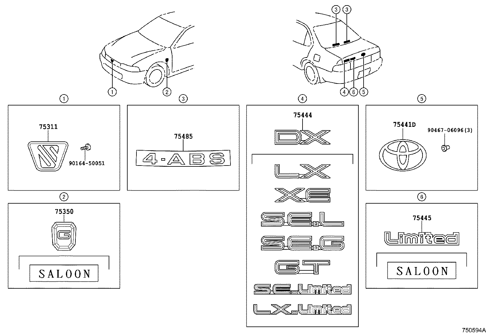 75441-12740 PLATE, LUGGAGE COMPARTMENT DOOR NAME, NO.1 product image
