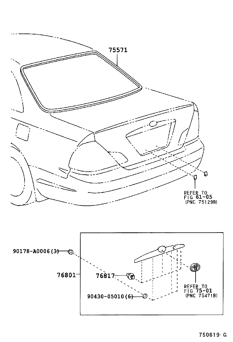 Toyota 76801-AC030 GARNISH SUB-ASSY, BACK DOOR, OUTSIDE