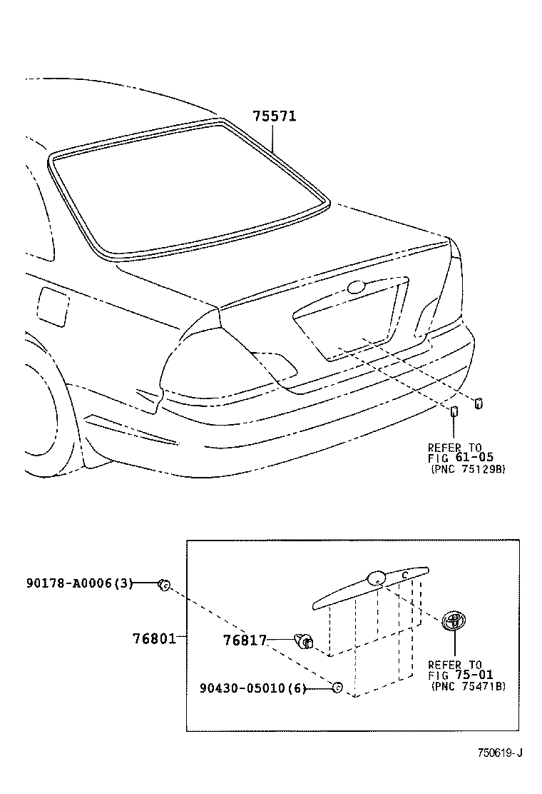 76801-AC030 GARNISH SUB-ASSY, BACK DOOR, OUTSIDE product image