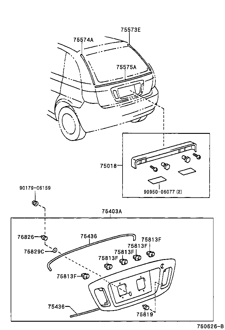 75575-44010 MOULDING, BACK WINDOW, OUTSIDE LOWER product image