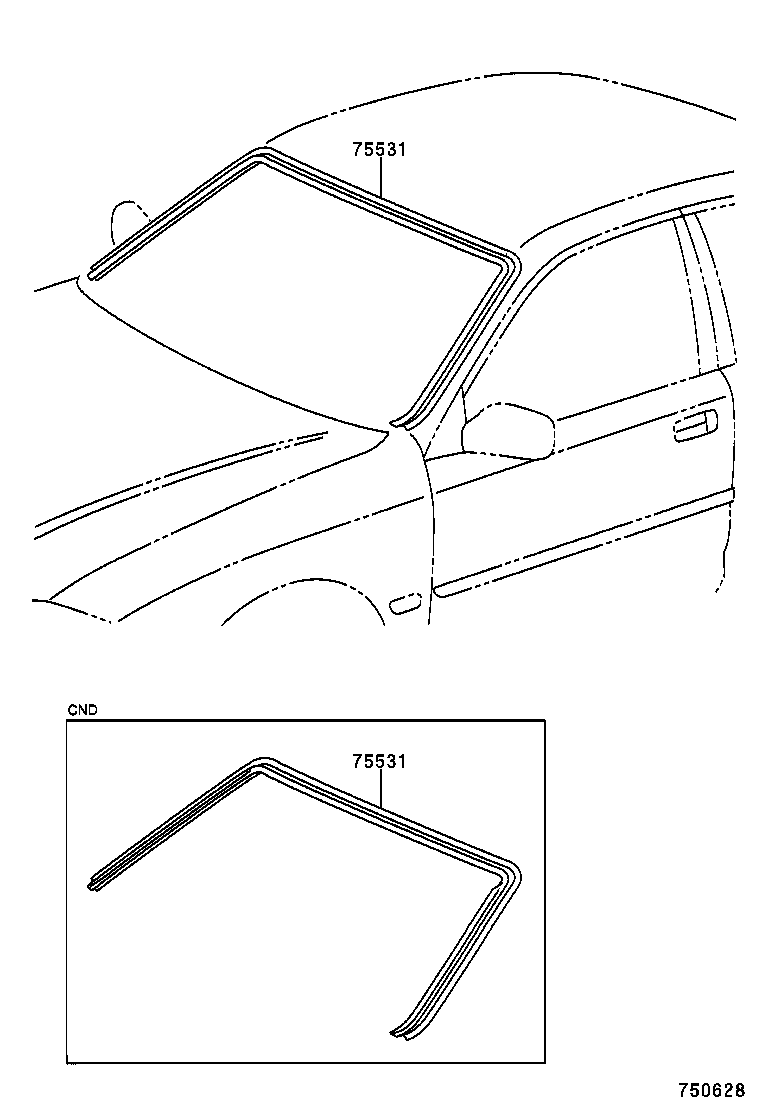 75531-AC020 MOULDING, WINDSHIELD, OUTER UPPER product image
