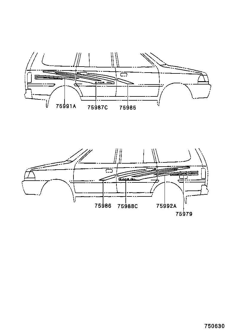 75993-0B010 STRIPE, QUARTER, REAR UPPER RH product image