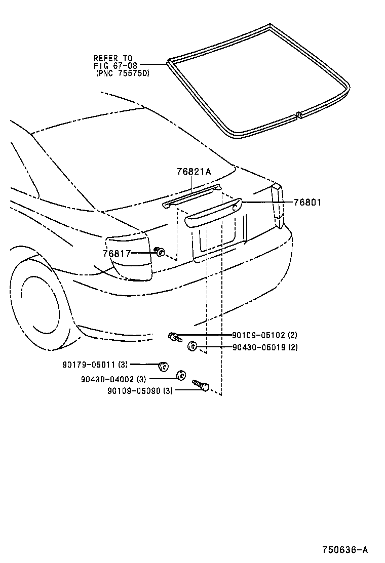Toyota 76811-20140-B0 GARNISH SUB-ASSY, BACK DOOR, OUTSIDE