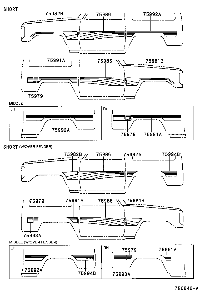 75974-60060 STRIPE, SIDE, LH NO.2(FOR LOWER) product image