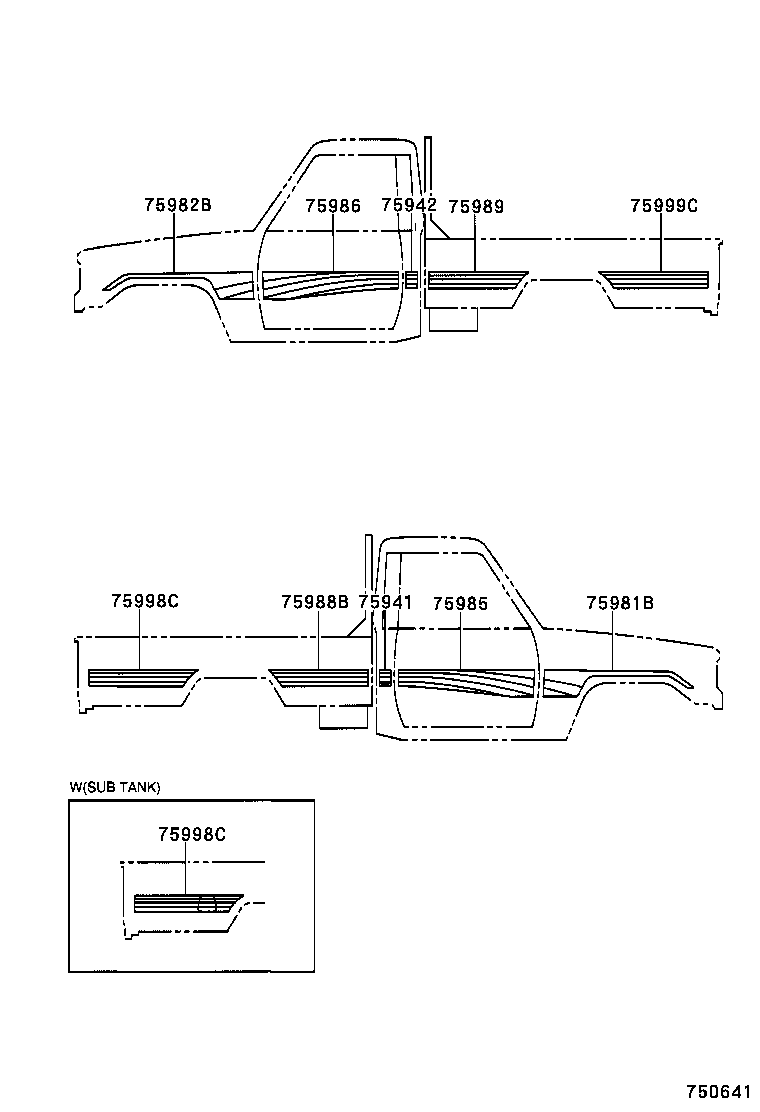 75974-60060 STRIPE, SIDE, LH NO.2(FOR LOWER) product image