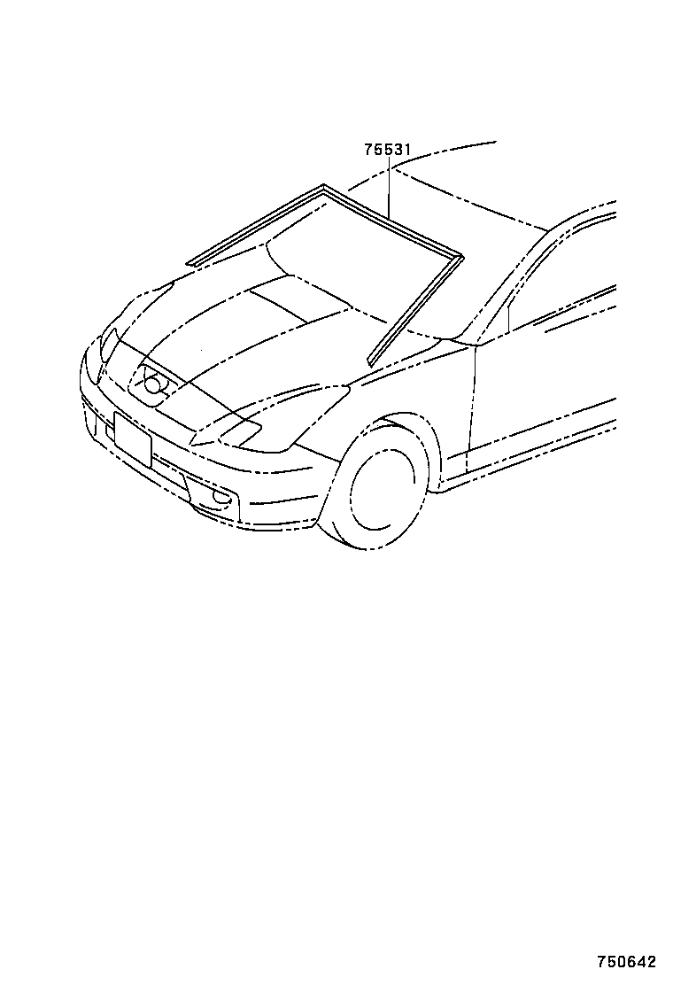 75531-20420 MOULDING, WINDSHIELD, OUTER UPPER product image
