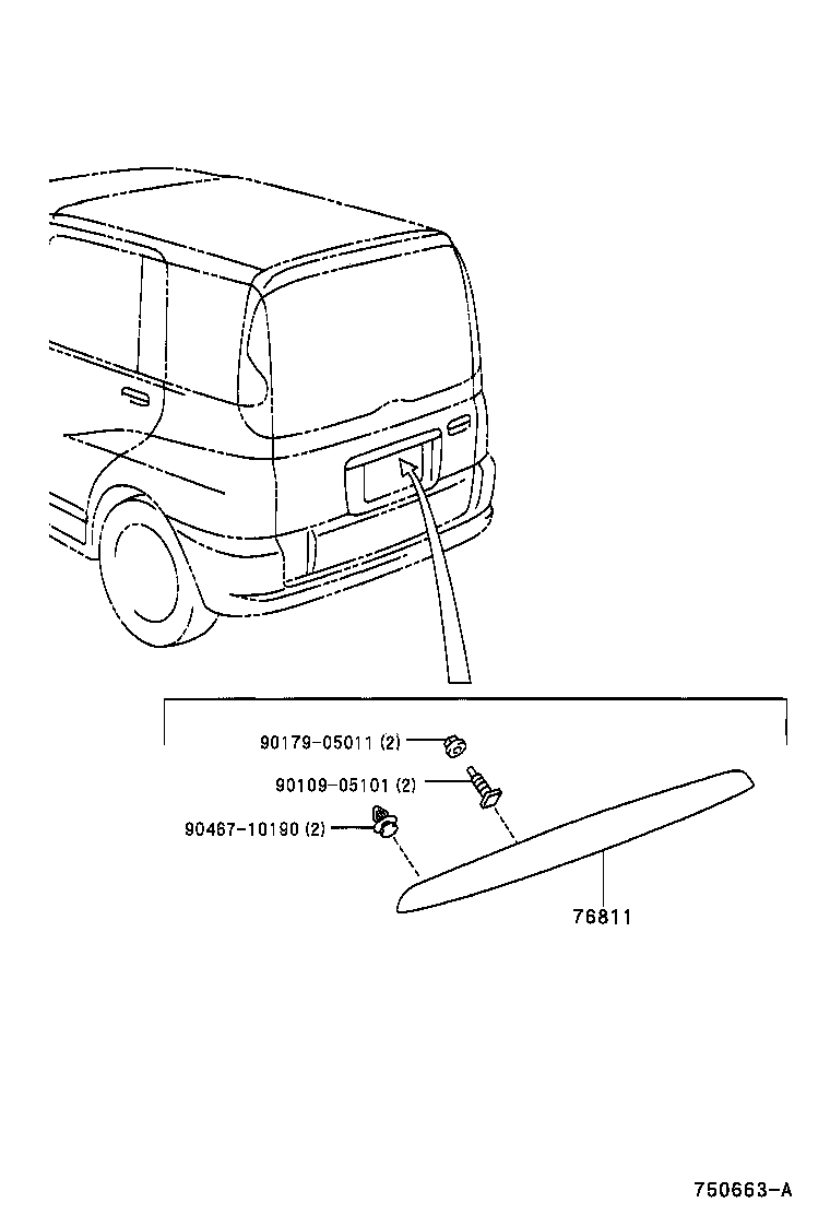 76811-52040-F0 GARNISH, BACK DOOR, OUTSIDE product image