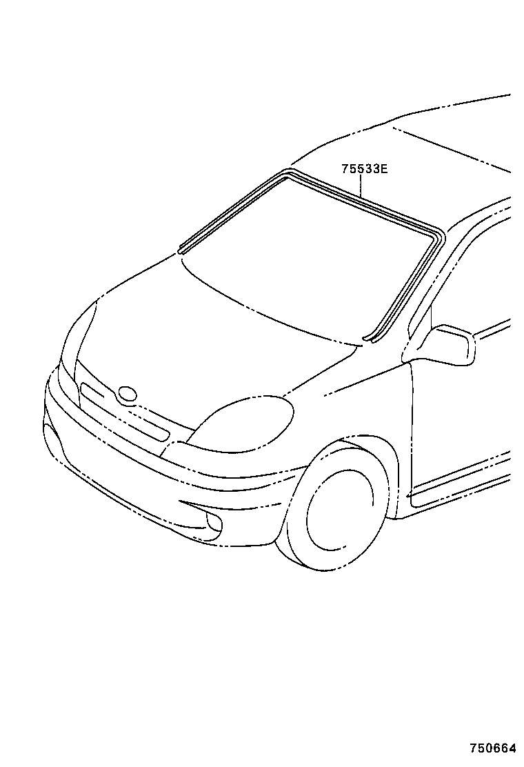 75533-52060 MOULDING, WINDSHIELD, OUTSIDE product image