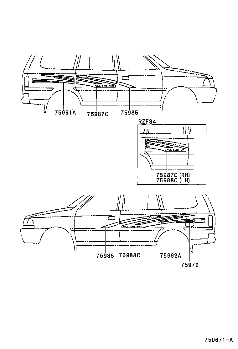 75993-0B010 STRIPE, QUARTER, REAR UPPER RH product image