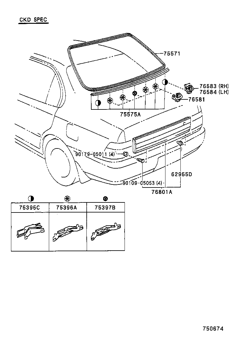 75396-12100 CLIP, OUTSIDE MOULDING, NO.2 product image