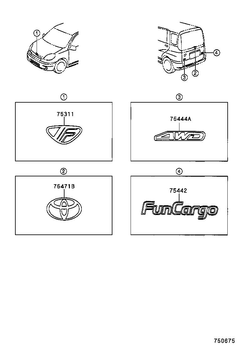 75341-52040 EMBLEM, RADIATOR GRILLE (OR FRONT PANEL) product image