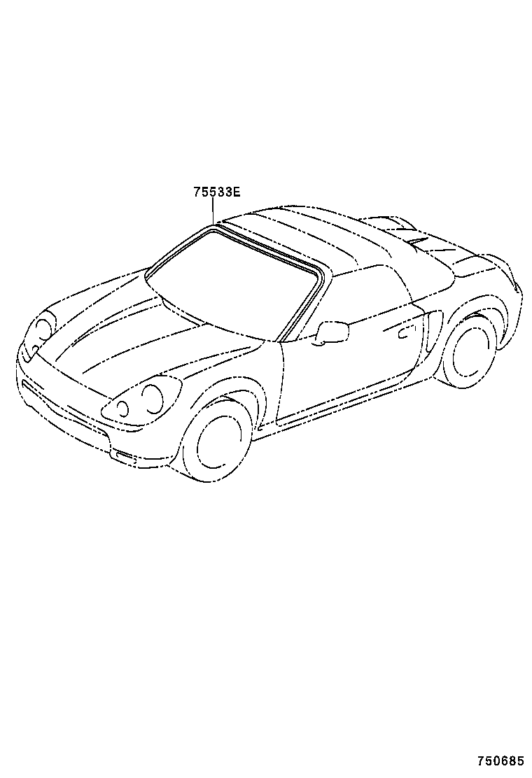 75533-17050 MOULDING, WINDSHIELD, OUTSIDE product image