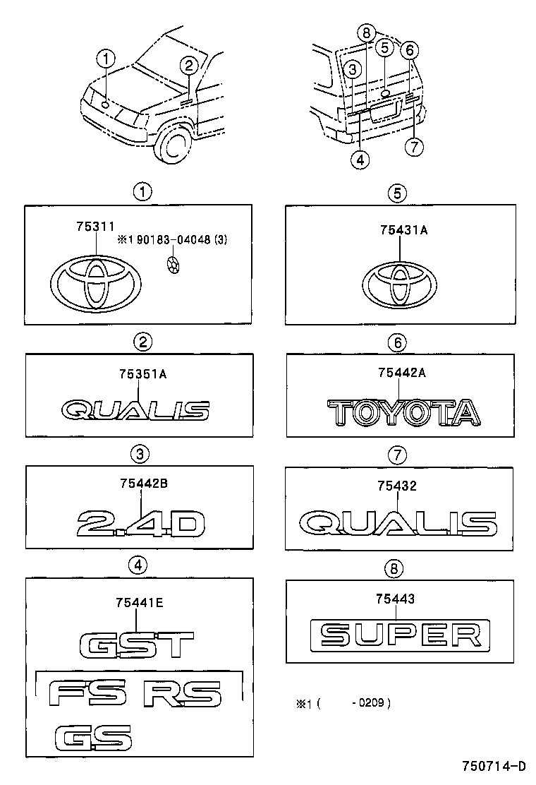 75311-0B040 EMBLEM, RADIATOR GRILLE (OR FRONT PANEL) product image