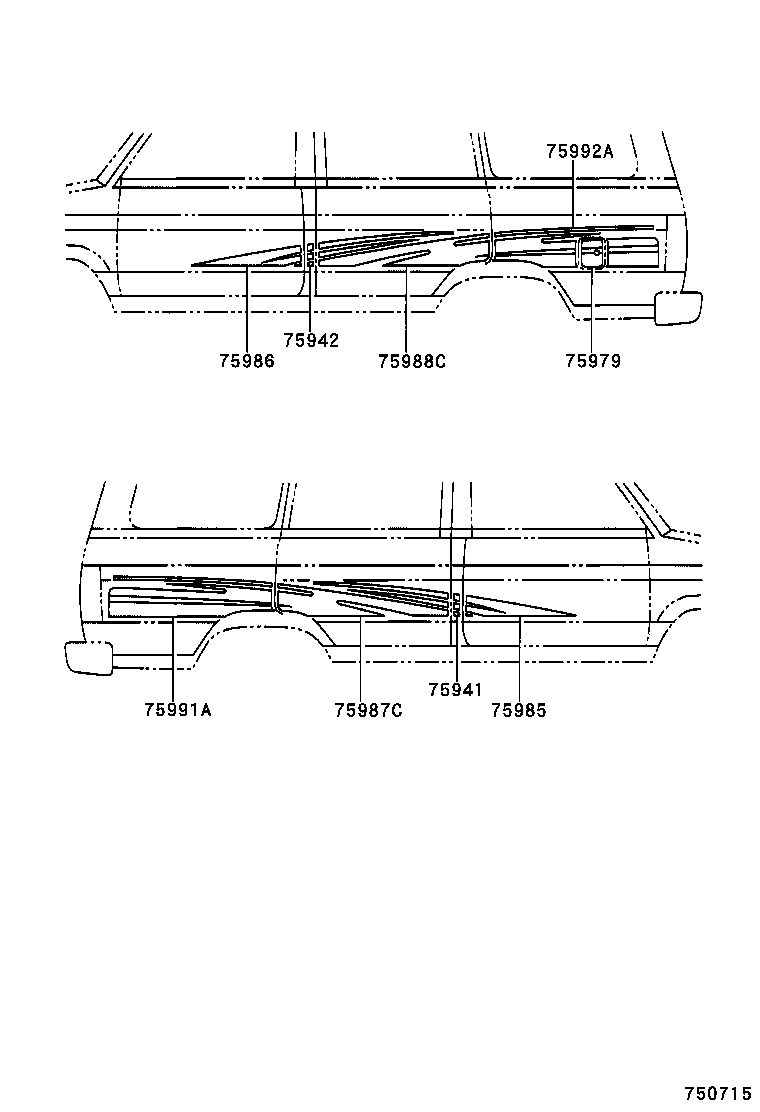 75977-0B010 STRIPE, REAR DOOR OUTSIDE, LOWER RH product image