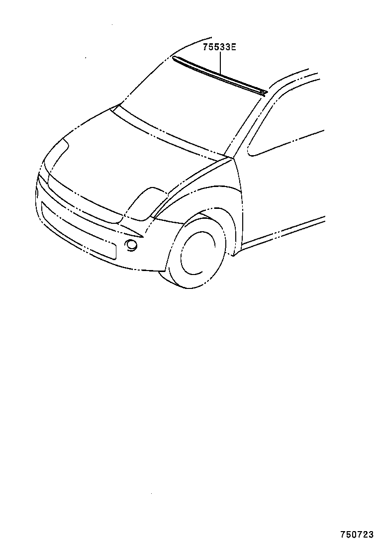 75533-52050 MOULDING, WINDSHIELD, OUTSIDE product image