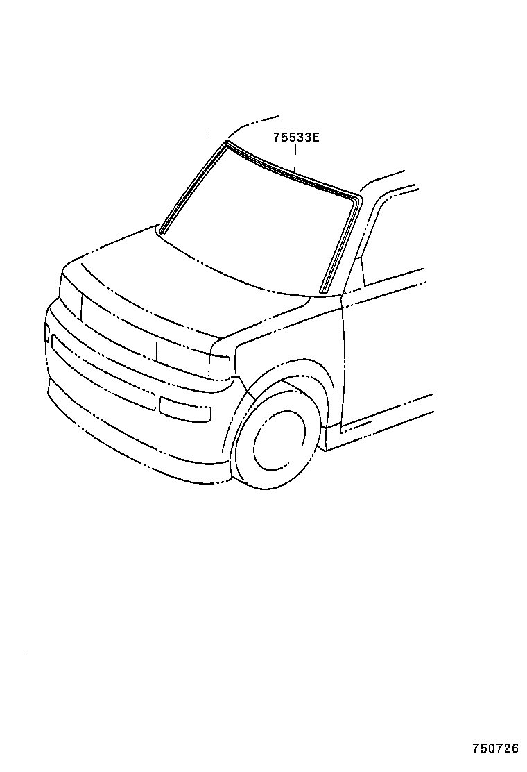 75533-52030 MOULDING, WINDSHIELD, OUTSIDE product image