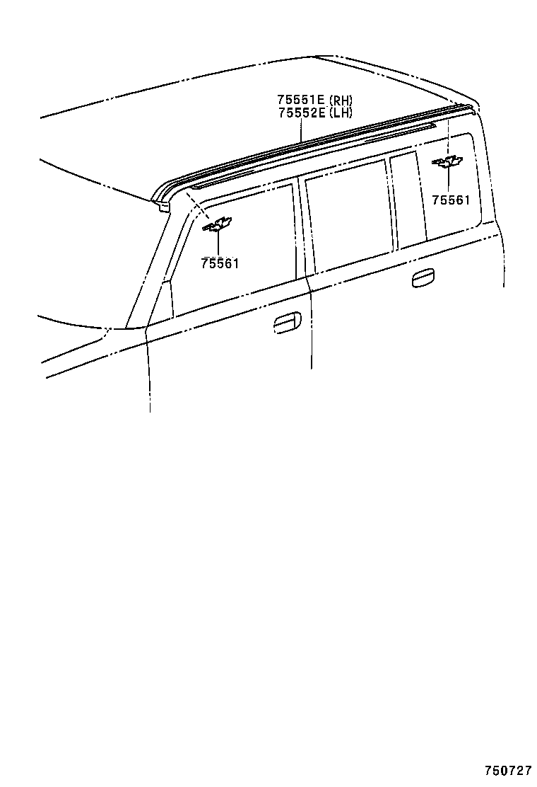 75552-52060 MOULDING, ROOF DRIP SIDE FINISH, LH product image