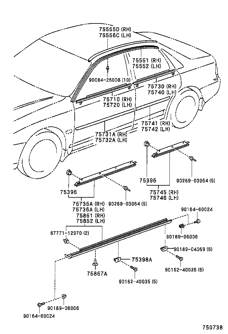 75852-AC010-J1 MOULDING, ROCKER PANEL, LH product image
