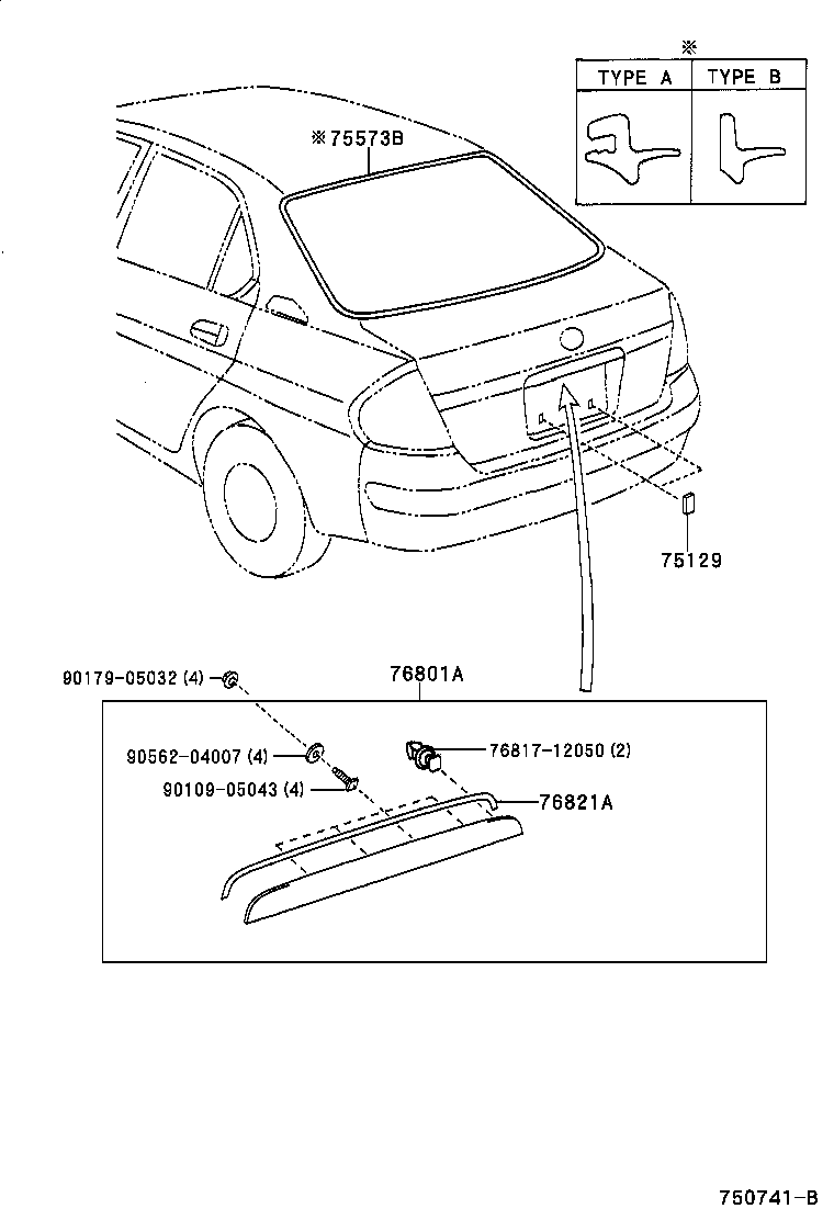 75573-47040 MOULDING, BACK WINDOW, OUTSIDE product image
