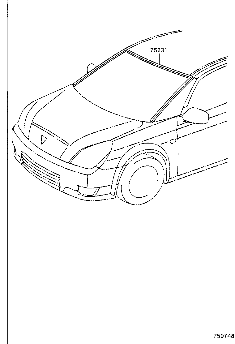 75531-63010 MOULDING, WINDSHIELD, OUTER UPPER product image
