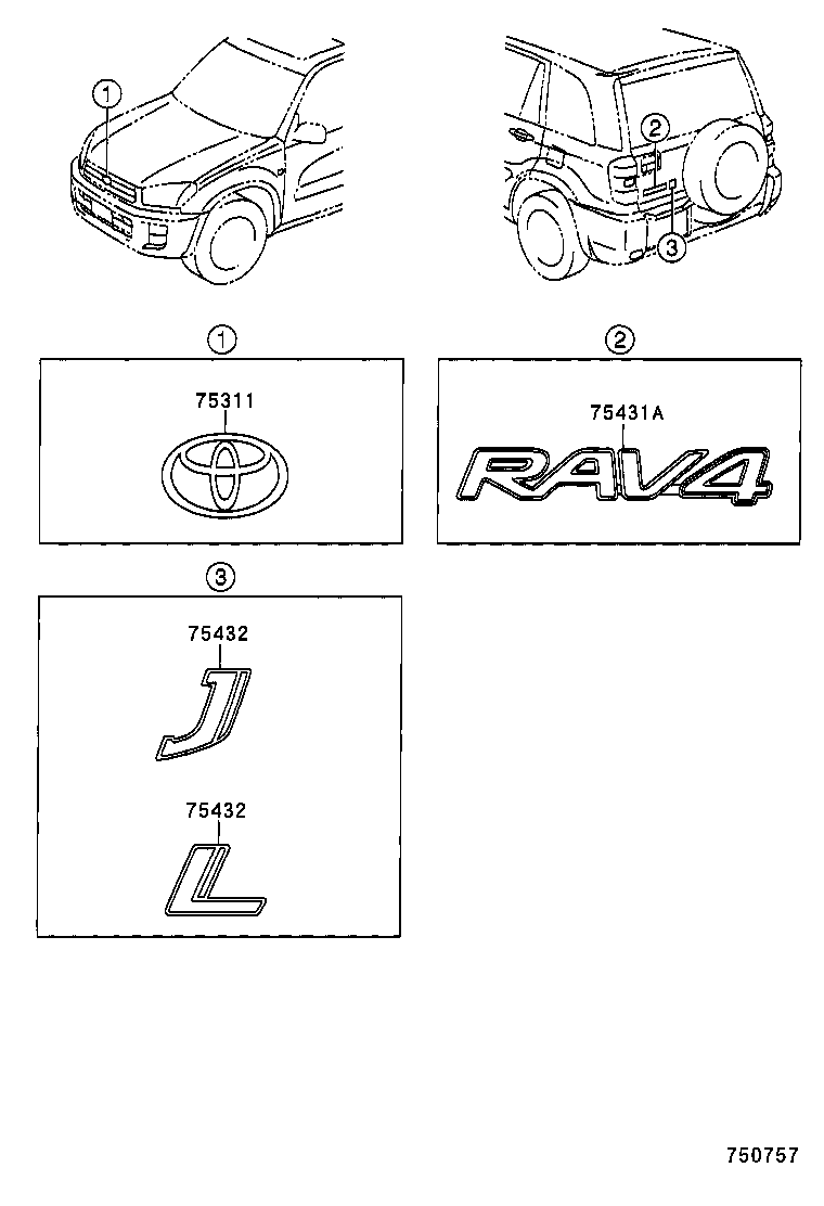 75432-42030 EMBLEM, BACK DOOR, NO.2 product image