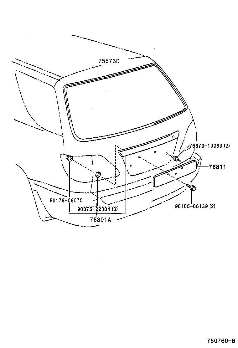 76811-48020 GARNISH, BACK DOOR, OUTSIDE product image