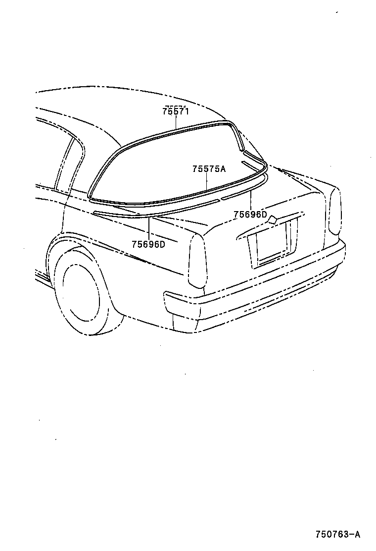 75575-51020 MOULDING, BACK WINDOW, OUTSIDE LOWER product image