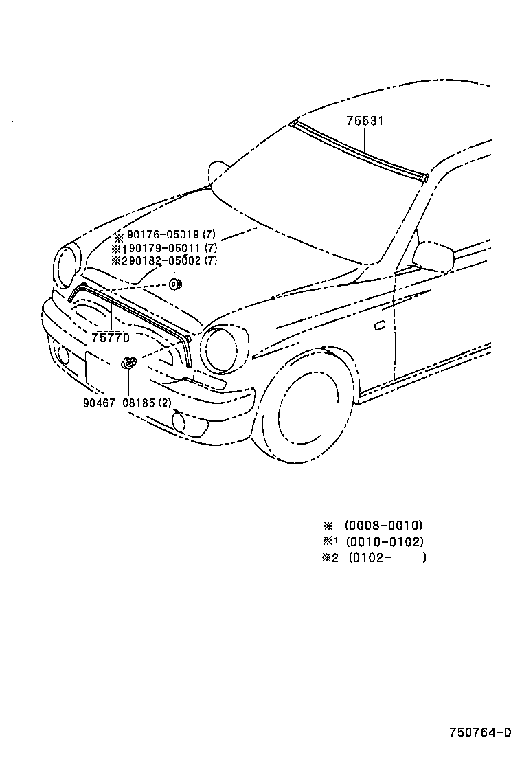 75770-51010 MOULDING ASSY, HOOD, FRONT product image