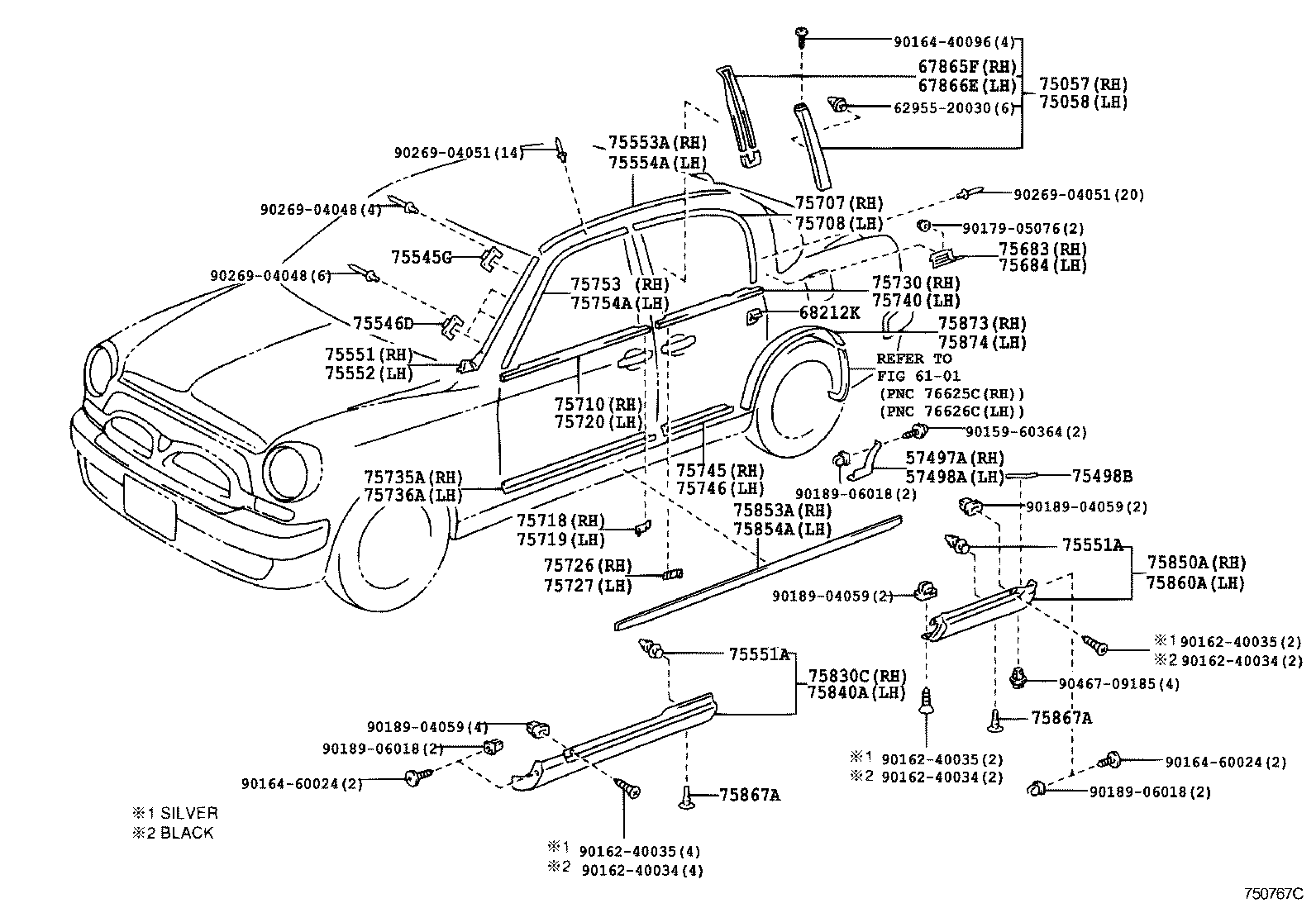 75720-51030 MOULDING ASSY, FRONT DOOR BELT, LH product image