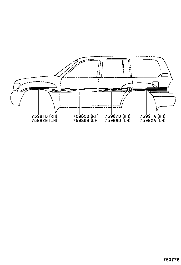 75981-60800 STRIPE, FENDER, RH product image