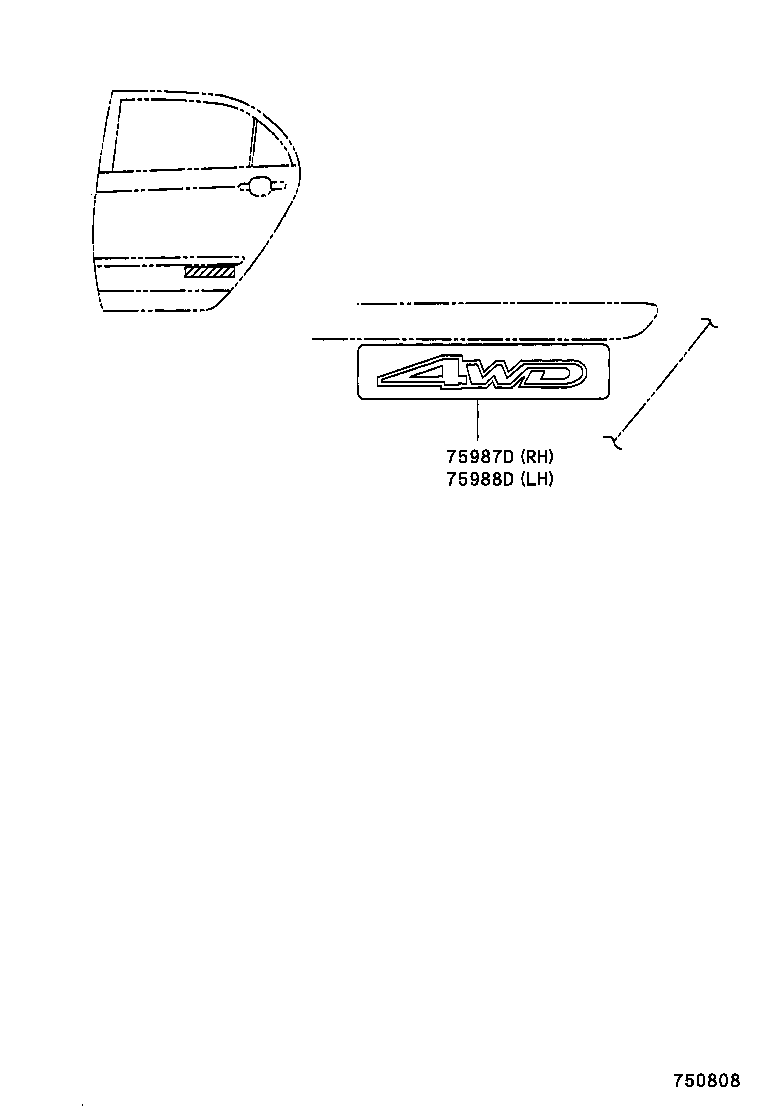 75987-12450 STRIPE, REAR DOOR, OUTSIDE, RH product image