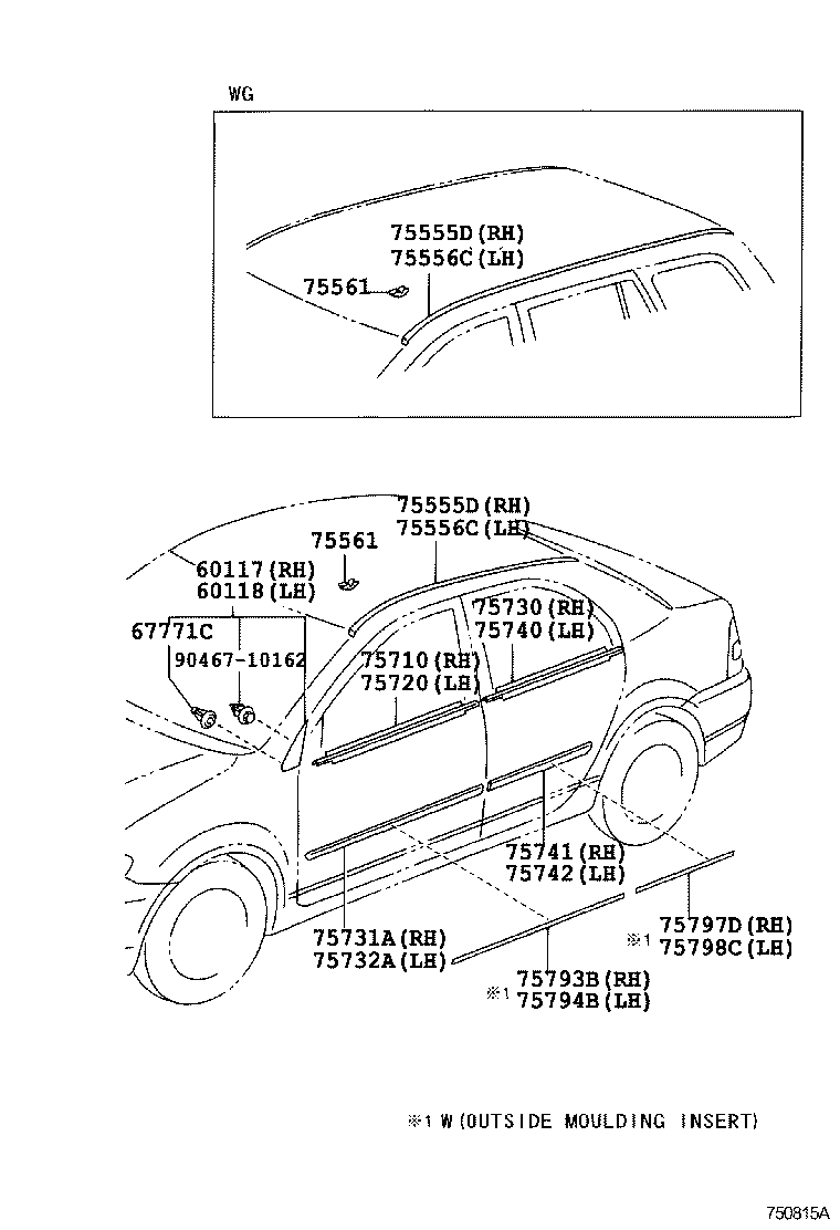 75720-12730 MOULDING ASSY, FRONT DOOR BELT, LH product image