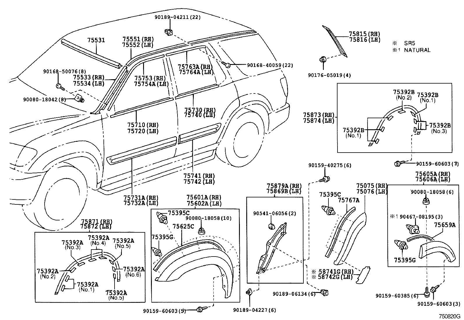 Toyota 75611-0C901 MOULDING SUB-ASSY, FRONT FENDER, RH