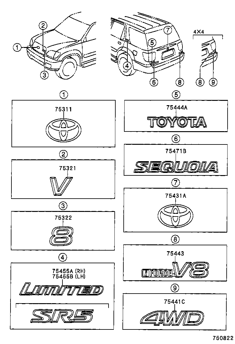75441-0C010 PLATE, BACK DOOR NAME product image
