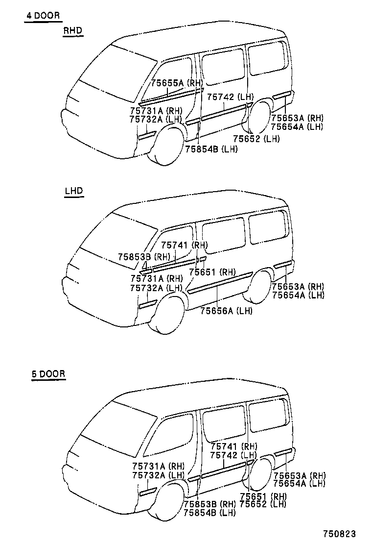 75554-95J04 MOULDING, ROOF DRIP SIDE FINISH, REAR LH product image