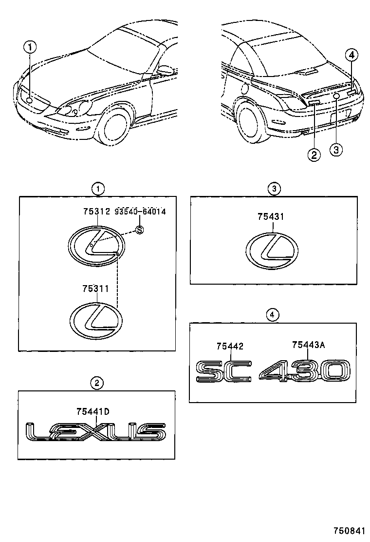75442-24040 PLATE, LUGGAGE COMPARTMENT DOOR NAME, NO.2 product image