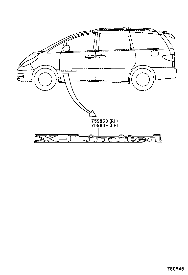 75983-28070 STRIPE, REAR DOOR, OUTSIDE, RH product image